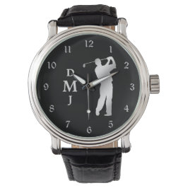 Reloj De Pulsera Monograma de Silhouette Golfer Silver