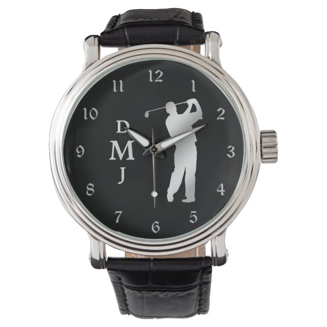 Reloj De Pulsera Monograma de Silhouette Golfer Silver (Anverso)