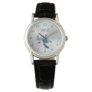 Reloj De Pulsera Monograma de Tortuga de Plata 3D