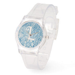 Reloj De Pulsera Monograma de William Morris Blue Marigold