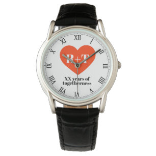 Reloj De Pulsera Monograma del aniversario de boda del corazón