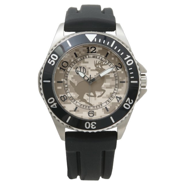 Reloj De Pulsera Monograma del Camuflaje Digital Deer Camo del Deer (Anverso)