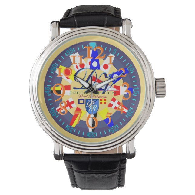 Reloj De Pulsera Monograma del Holanda de la Bandera Náutica de Por (Anverso)