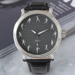 Reloj De Pulsera Monograma del jugador de béisbol brillante de plat<br><div class="desc">Monograma del jugador de béisbol brillante de plata Metalizado</div>