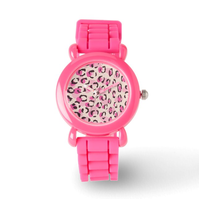 Reloj De Pulsera Monograma del patrón de impresión de chita rosada  (Anverso)