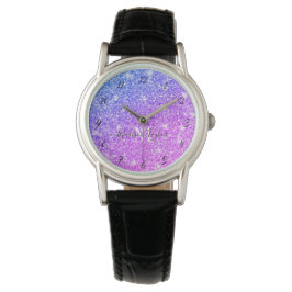Reloj De Pulsera Monograma del Purpurina morado y rosado Girona