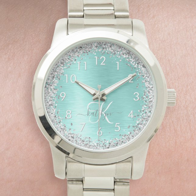Reloj De Pulsera Monograma del Purpurina plateado Metalizado cepill (Subido por el creador)