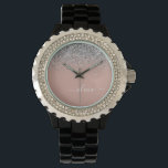 Reloj De Pulsera Monograma del Purpurina plateado rosa de la rosa r<br><div class="desc">Oro Rosa - Reloj de nombres de monograma del Purpurina de chispas rosadas y plateadas de Rubor. Esto hace que la graduación perfecta, el cumpleaños, el boda, la ducha de novia, el aniversario, la ducha de bebé o la fiesta de soltera sea un regalo para alguien que ama el lujo...</div>