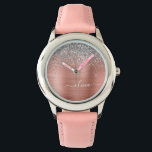 Reloj De Pulsera Monograma del Rosa Metalizado de plata dorada cepi<br><div class="desc">Oro Rosa - Purpurina de espuma metálica de Relieve metalizado Rubor rosa y plateado con broche de oro cepillado Metalizado reloj de nombres de monograma. Esto hace que el dulce perfecto cumpleaños 16, boda, ducha de novia, aniversario, ducha de bebé o fiesta de soltera sea regalo para alguien que ama...</div>