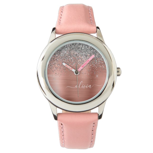Reloj De Pulsera Monograma del Rosa Metalizado de plata dorada cepi (Anverso)