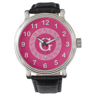 Reloj De Pulsera Monograma dominante griego blanco de la inicial