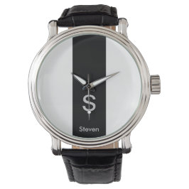 Reloj De Pulsera Monograma dos tonos moderno negro y blanco