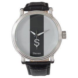 Reloj De Pulsera Monograma dos tonos negro moderno y gris