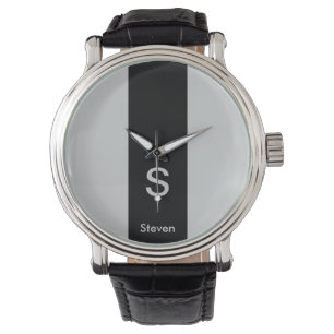 Reloj De Pulsera Monograma dos tonos negro moderno y gris