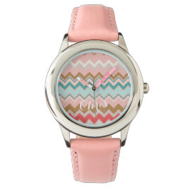 Reloj De Pulsera Monograma elegante del personalizado de Chevron de