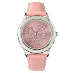 Reloj De Pulsera Monograma Escala de Dragón Corazón, oro rosa