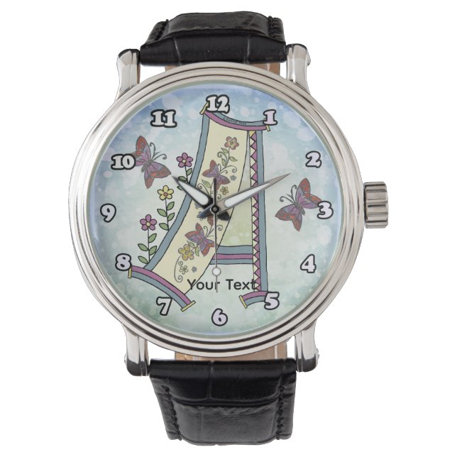 Reloj De Pulsera Monograma floral A (Anverso)