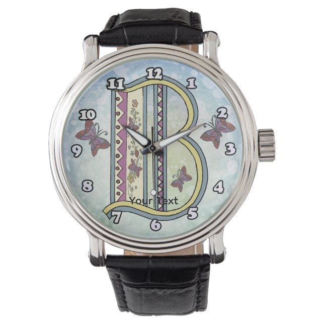 Reloj De Pulsera Monograma floral B (Anverso)