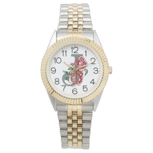 Reloj De Pulsera Monograma floral con letra mayúscula J