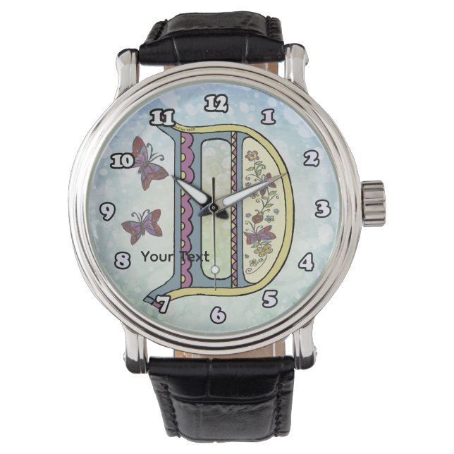 Reloj De Pulsera Monograma floral D (Anverso)