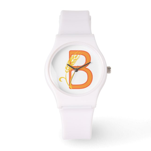 Reloj De Pulsera Monograma floral de la letra mayúscula B (Anverso)