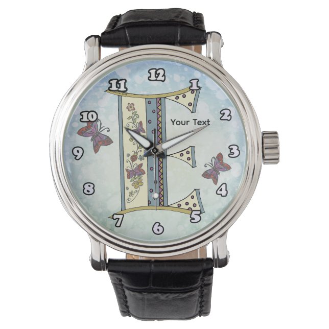 Reloj De Pulsera Monograma floral E (Anverso)