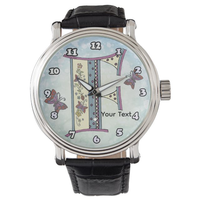 Reloj De Pulsera Monograma Floral F (Anverso)