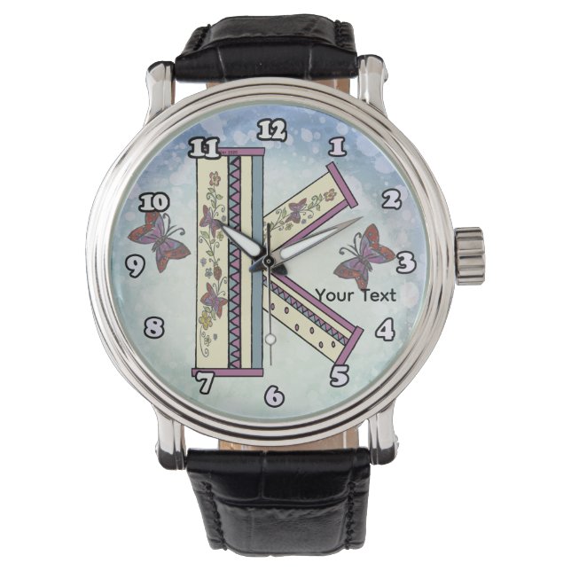 Reloj De Pulsera Monograma floral K (Anverso)
