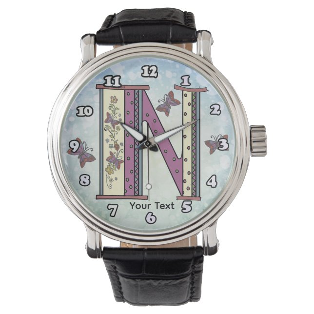 Reloj De Pulsera Monograma floral N (Anverso)