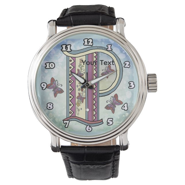 Reloj De Pulsera Monograma floral P (Anverso)