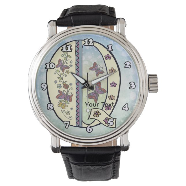 Reloj De Pulsera Monograma floral Q (Anverso)