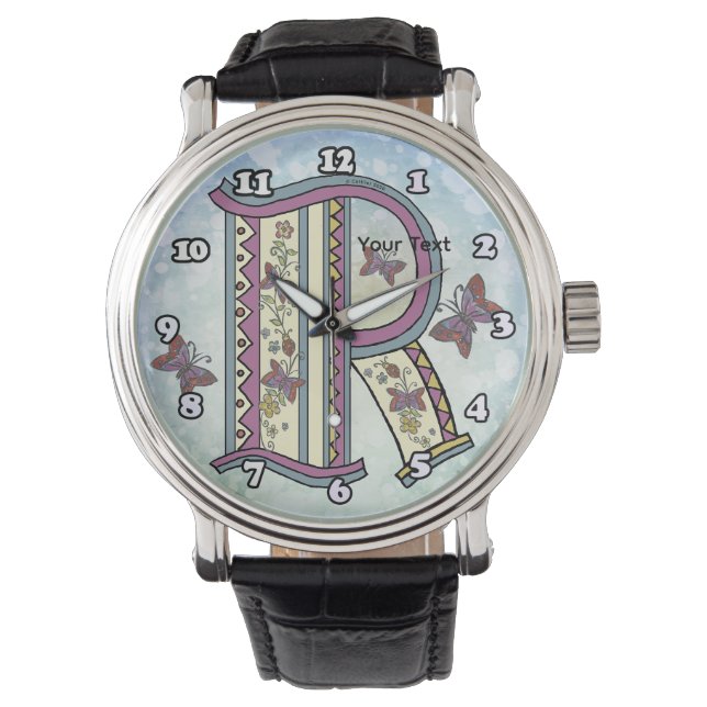 Reloj De Pulsera Monograma floral R  (Anverso)