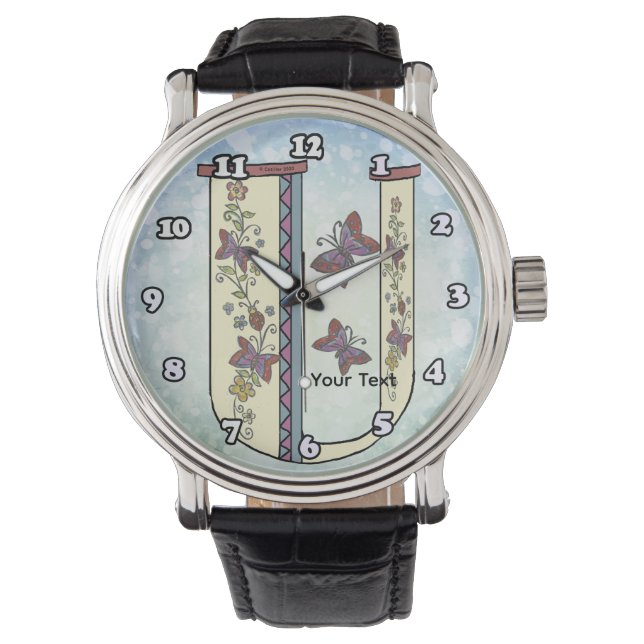 Reloj De Pulsera Monograma floral U (Anverso)