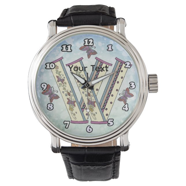 Reloj De Pulsera Monograma floral W (Anverso)
