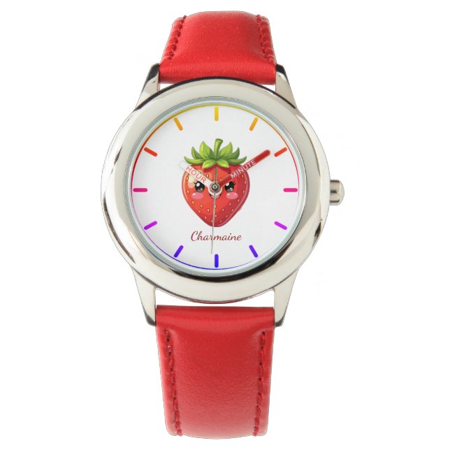 Reloj De Pulsera Monograma fresa kawaii linda (Anverso)
