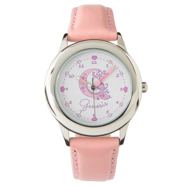 Reloj De Pulsera Monograma G chicas letra de doodle arte Genesis (Anverso)