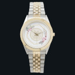 Reloj De Pulsera Monograma geométrico moderno floral de color de ag<br><div class="desc">Bonito acuarela floral y geométrica floral.</div>
