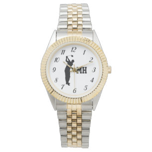 Reloj De Pulsera Monograma Golf Negro Golf Elegante Padre moderno