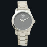 Reloj De Pulsera Monograma gris Minimalista moderno<br><div class="desc">Monograma moderno Minimalista Monograma Gris Emblema Blanco Clásico Tipografía de bloques Monograma Fondo sólido Gris</div>