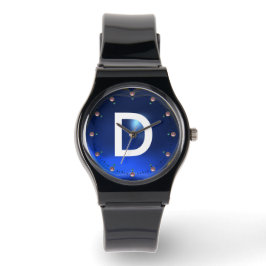 RELOJ DE PULSERA MONOGRAMA IMPRESO AZUL TOPAZ GEMSTONE
