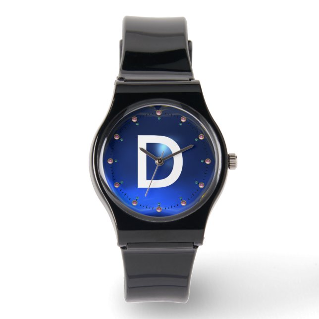 RELOJ DE PULSERA MONOGRAMA IMPRESO AZUL TOPAZ GEMSTONE (Anverso)