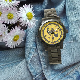 Reloj De Pulsera Monograma inicial de la madre del pollo