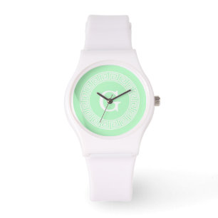 Reloj De Pulsera Monograma inicial de marco de redondeo de la clave