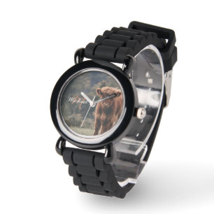 Reloj De Pulsera Monograma inicial de ternera bovina de montaña de 