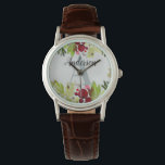 Reloj De Pulsera Monograma inicial floral de color de agua<br><div class="desc">Diseño personalizado del monograma inicial floral de color de agua. Ideal para cumpleaños,  Navidades,  graduación,  boda o cualquier celebración.</div>