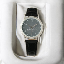 Reloj De Pulsera Monograma inicial y nombre de estilo gris moderno