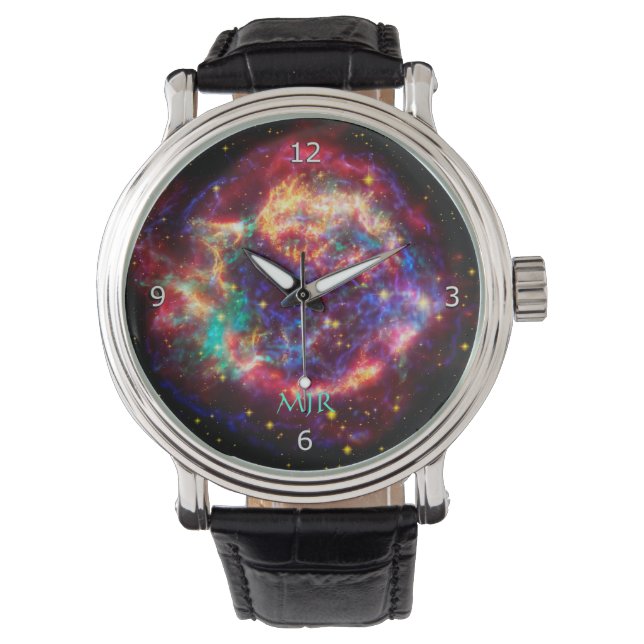 Reloj De Pulsera Monograma Iniciales Cassiopeia, Supernova Vía Láct (Anverso)