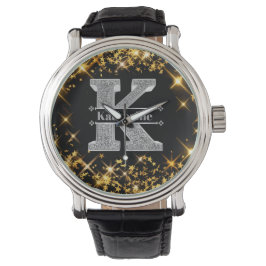 Reloj De Pulsera Monograma K inicial plateado personalizado Su nomb