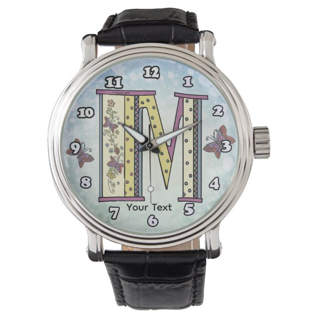 Reloj De Pulsera Monograma M floral (Anverso)