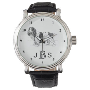 Reloj De Pulsera Monograma masculino inglés del perro de aguas de